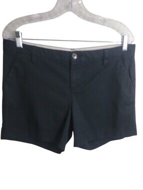 Old Navy women’s black mid rise chino shorts size 8 stretch casual preppy